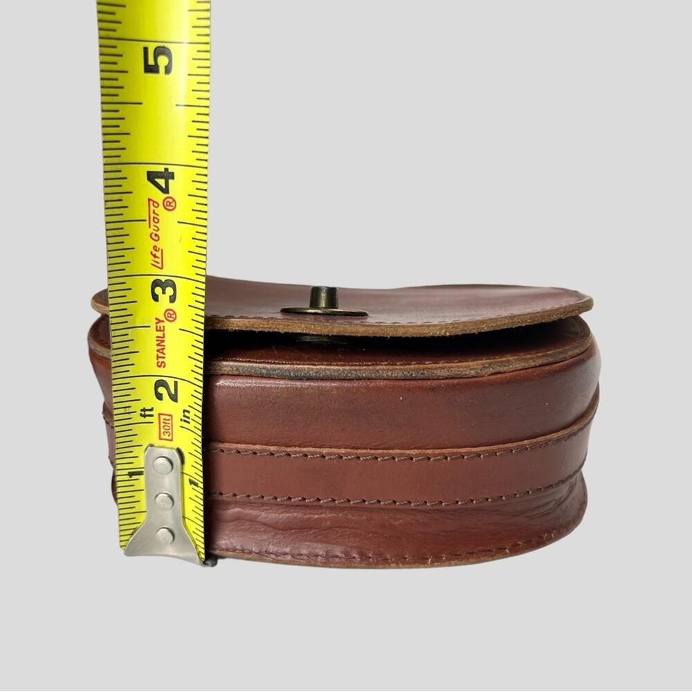 Jasper & Jeera Anthropologie Brown Leather Saddle Bag Crossbody Turn Lock Flap - Picture 14 of 16